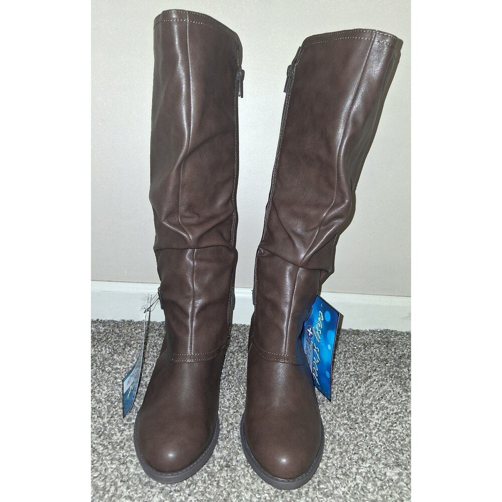 NEW! Women's Easy Street Tenille Wide Shafted Zip Boots, Brown Size 6.5WW - Picture 3 of 12